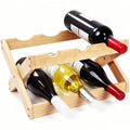 Foldable Bamboo Wine Rack — 6-Bottle Countertop Holder
