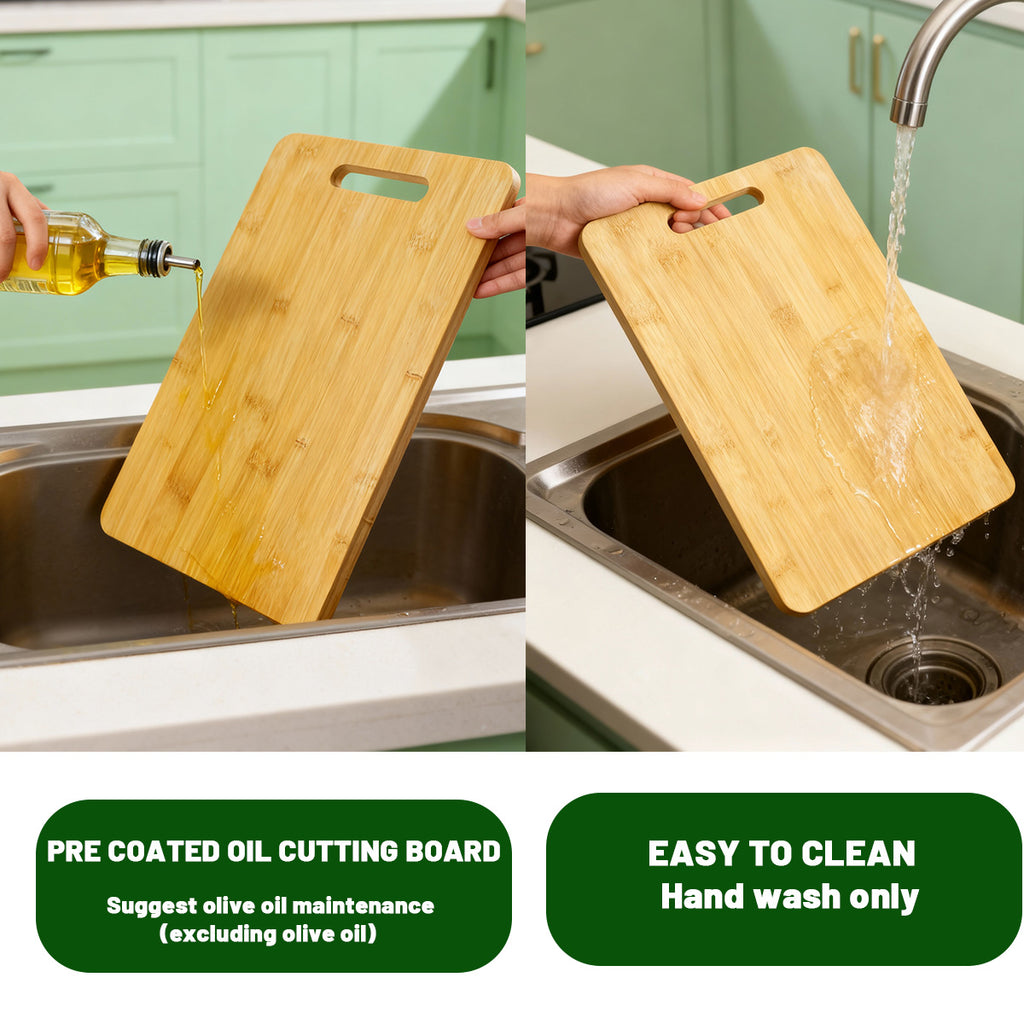 Bamboo Cutting Board Set of 3 — Hanging Boards with Hand Grip
