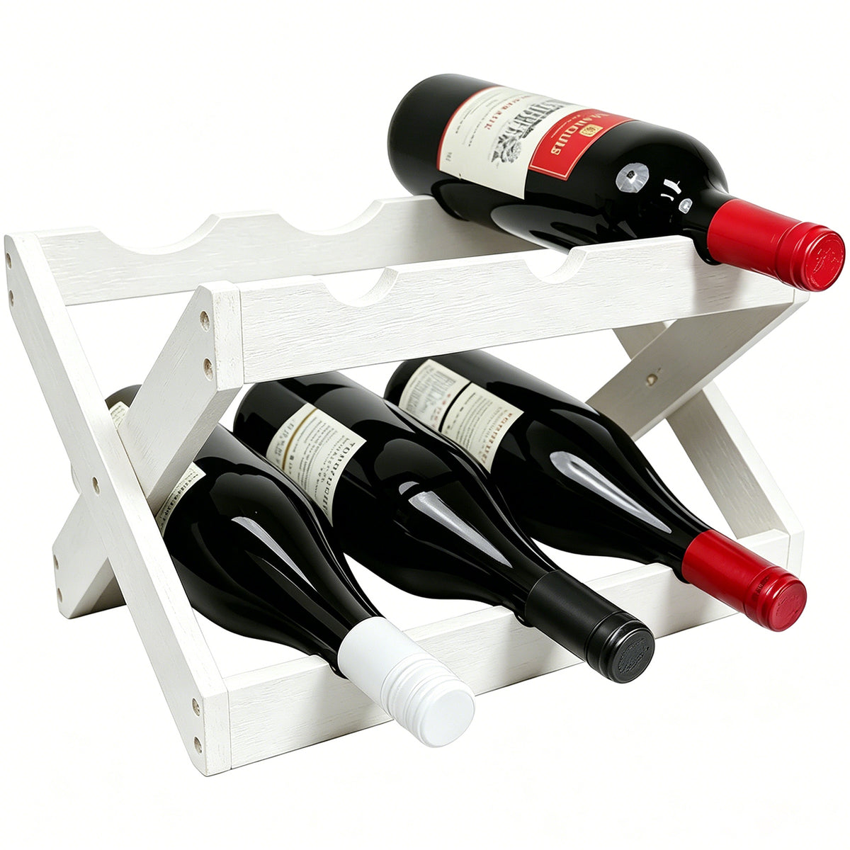 Foldable Bamboo Wine Rack — 6-Bottle Countertop Holder