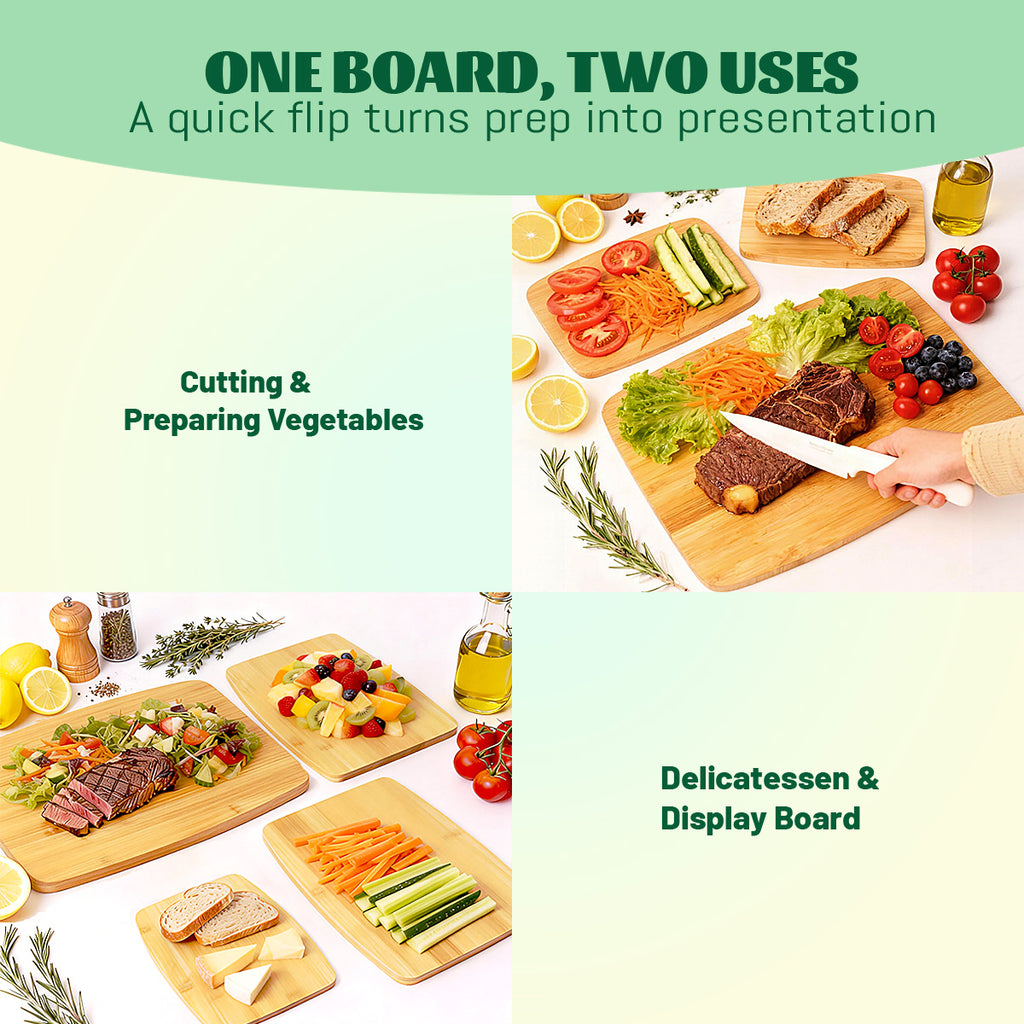 Bamboo Cutting Board Set of 4 — Extra-Large Prep Boards