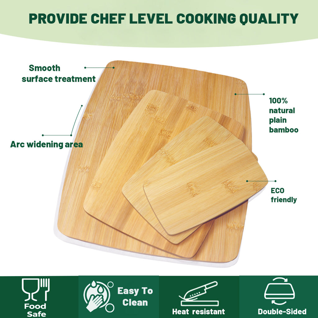 Bamboo Cutting Board Set of 4 — Extra-Large Prep Boards
