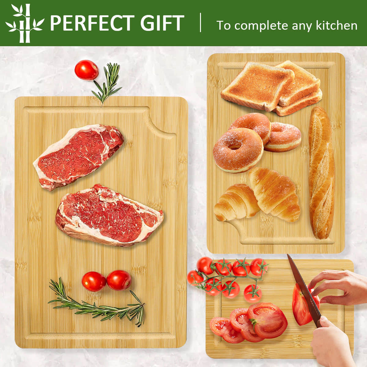 Bulk custom bamboo cutting boards chopping board set