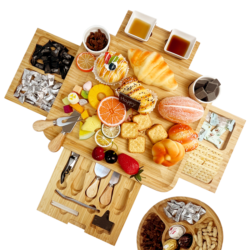 wholesale bamboo charcuterie board with 4 drawers