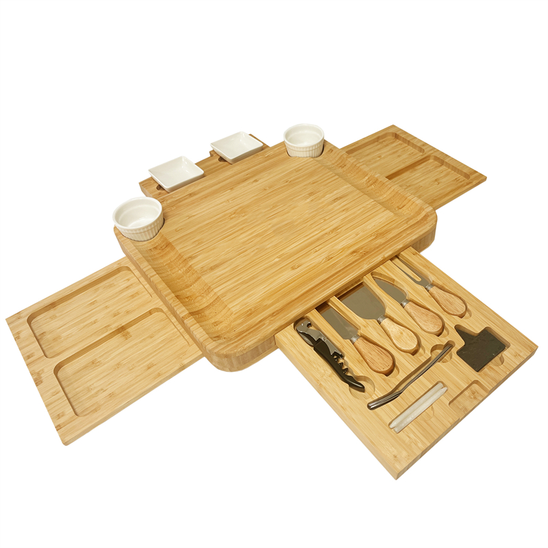 wholesale bamboo charcuterie board with 4 drawers