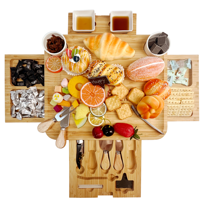 wholesale bamboo charcuterie board with 4 drawers