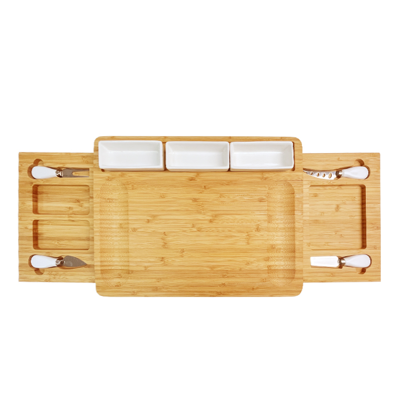 Bulk custom bamboo charcuterie board with 2 drawers