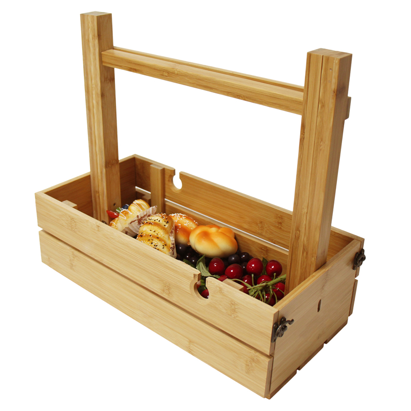 custom bamboo folding picnic basket table