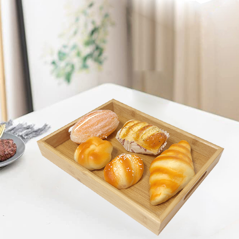 custom bamboo serving tray with handle
