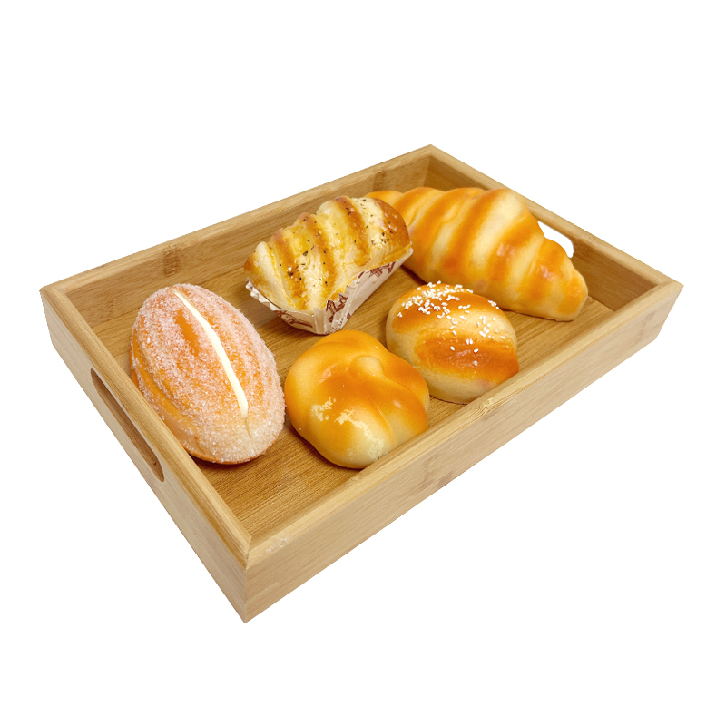 custom bamboo serving tray with handle