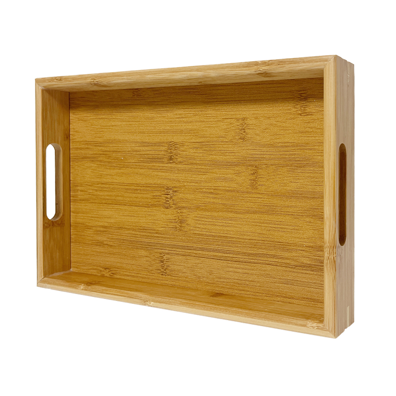 custom bamboo serving tray with handle