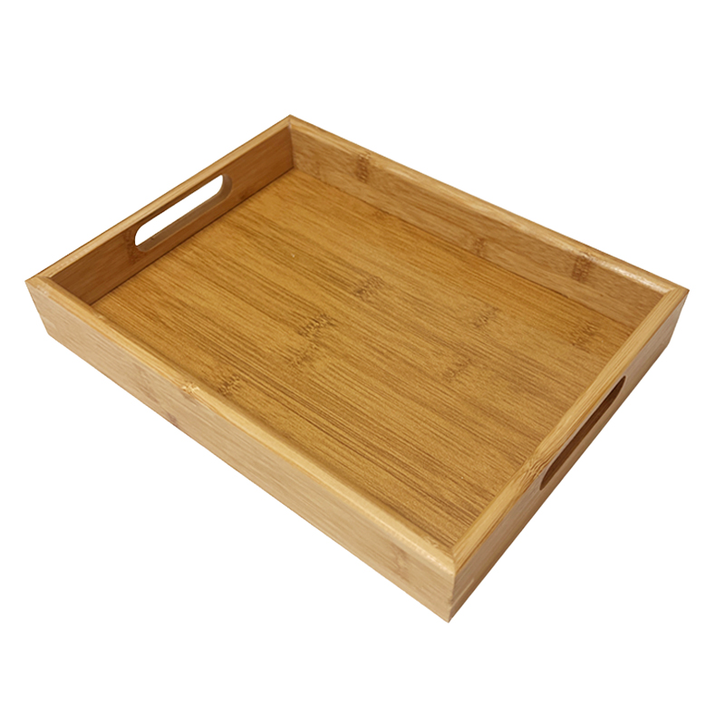 custom bamboo serving tray with handle