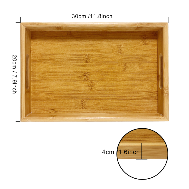 custom bamboo serving tray with handle