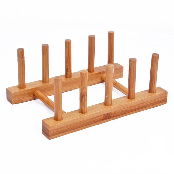 Custom bamboo drying rack for dish, pot and pan lid