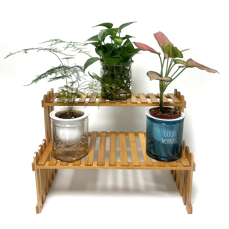 custom tiered bamboo wooden plant stand rack