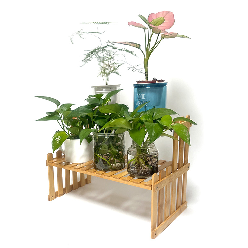 custom tiered bamboo wooden plant stand rack