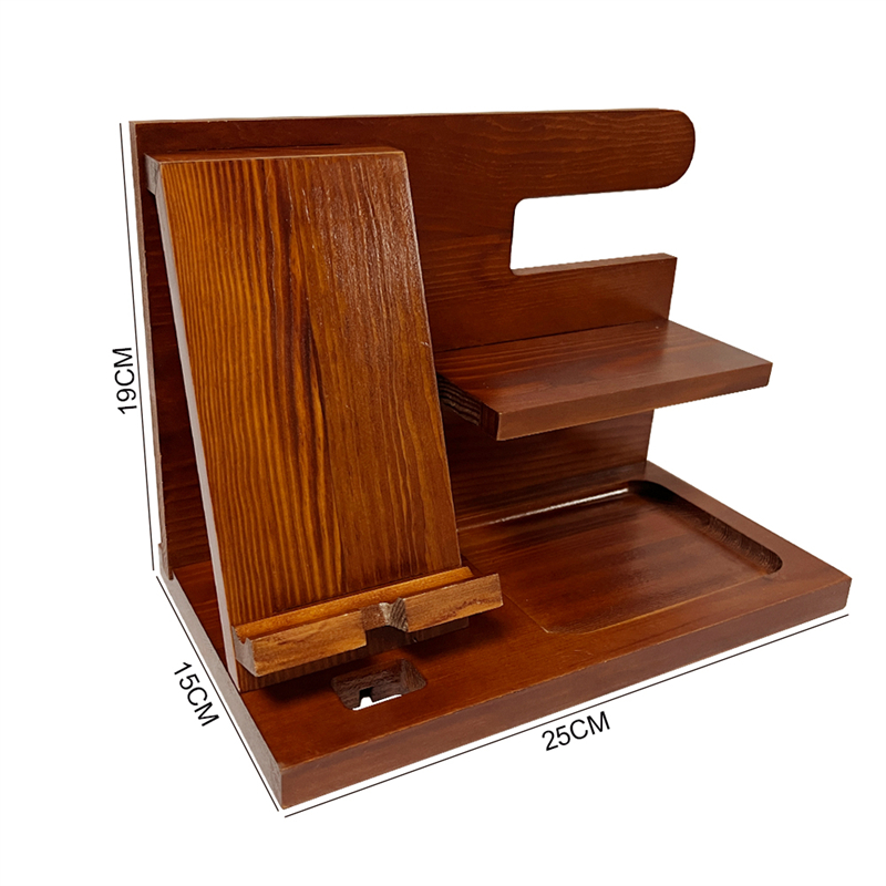 custom bamboo wood phone docking station desk organizer