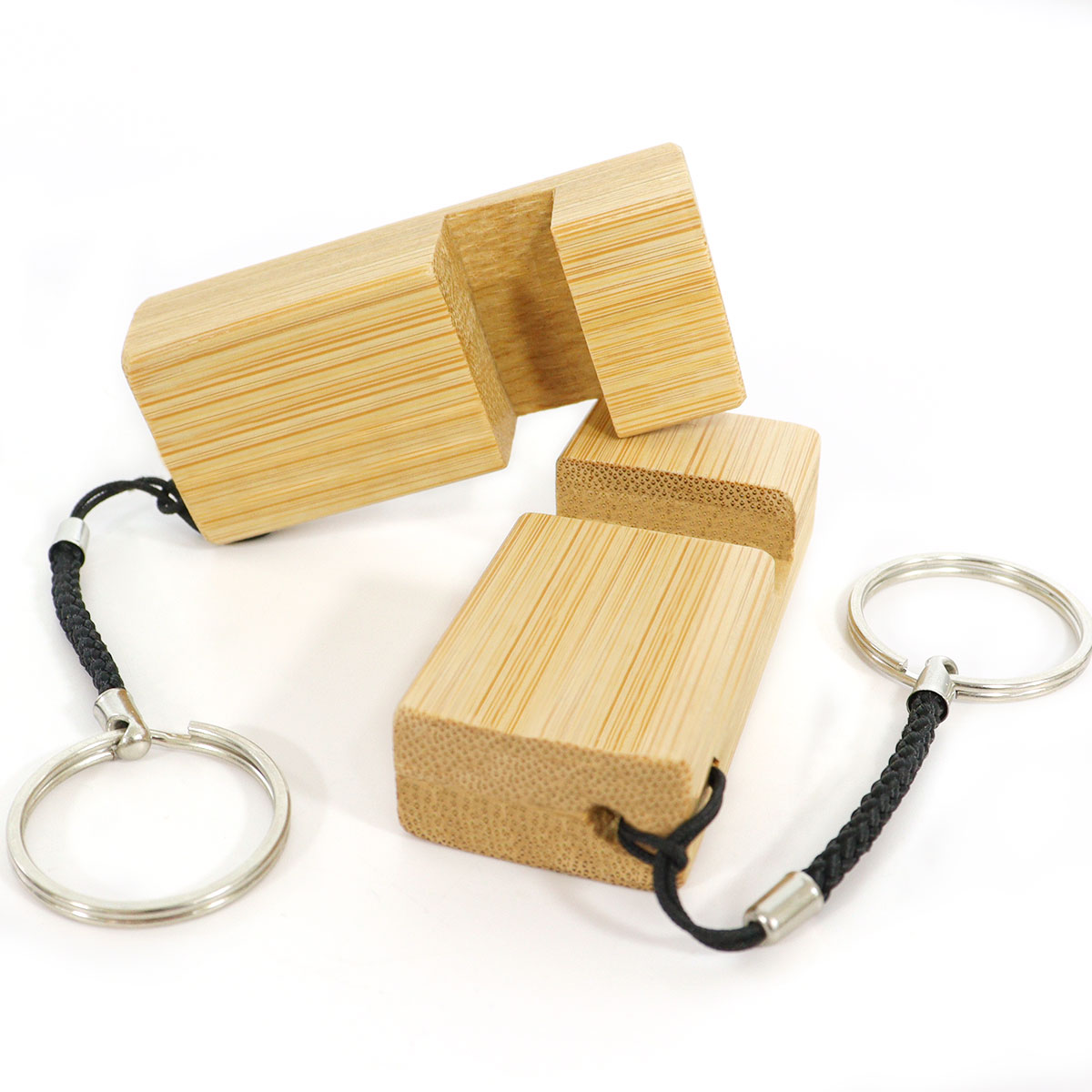 custom bamboo wooden key chain phone stand