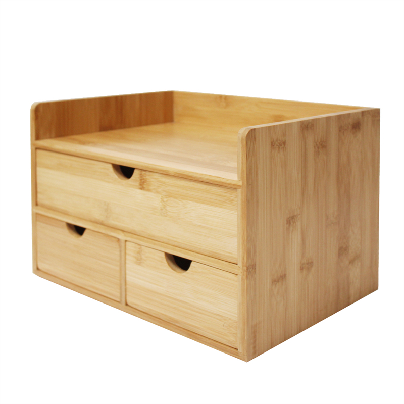 custom bamboo desk organizer with drawers