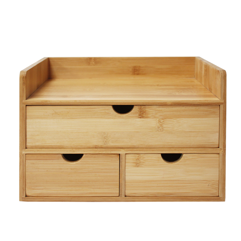 custom bamboo desk organizer with drawers