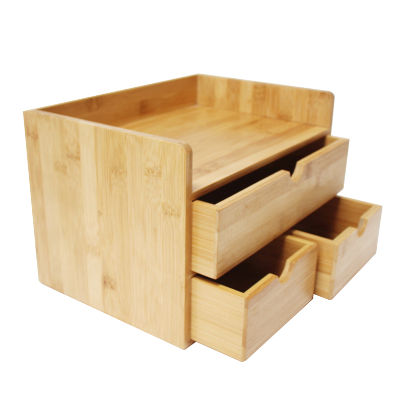 custom bamboo desk organizer with drawers