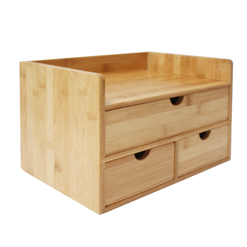 custom bamboo desk organizer with drawers