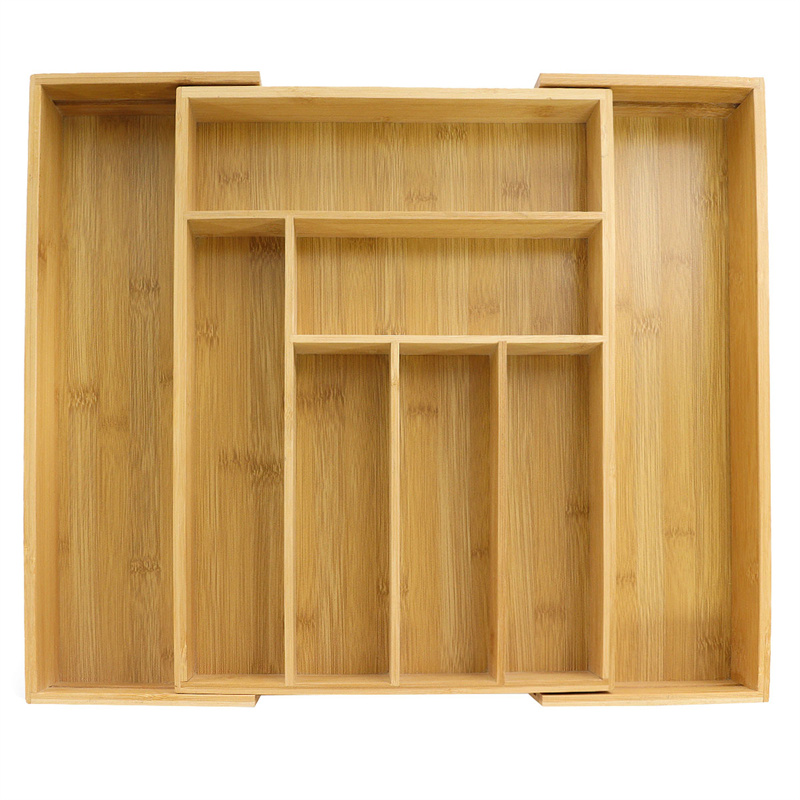 Custom bamboo kitchen utensil drawer organizer