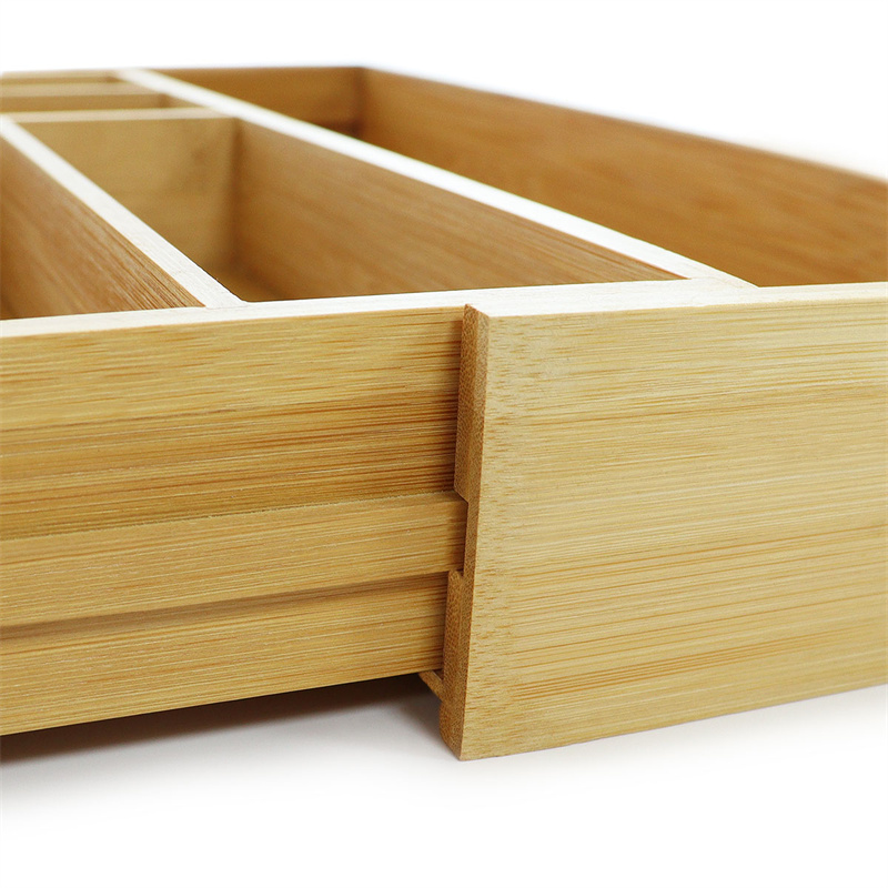 Custom bamboo kitchen utensil drawer organizer