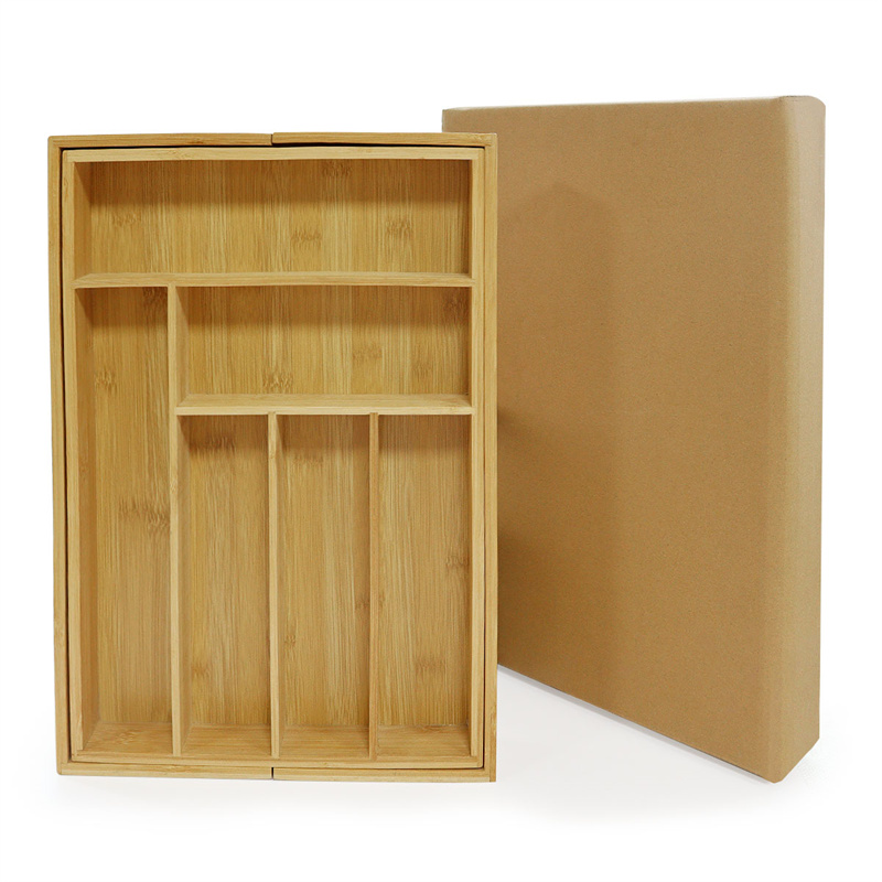 Custom bamboo kitchen utensil drawer organizer