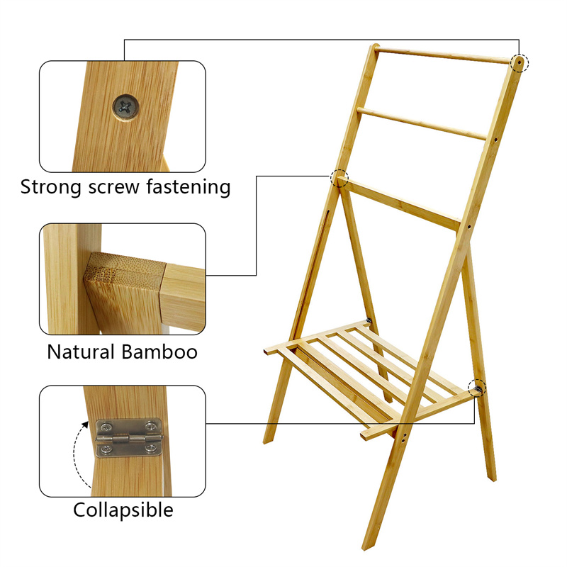 Custom bamboo towel rack free standing