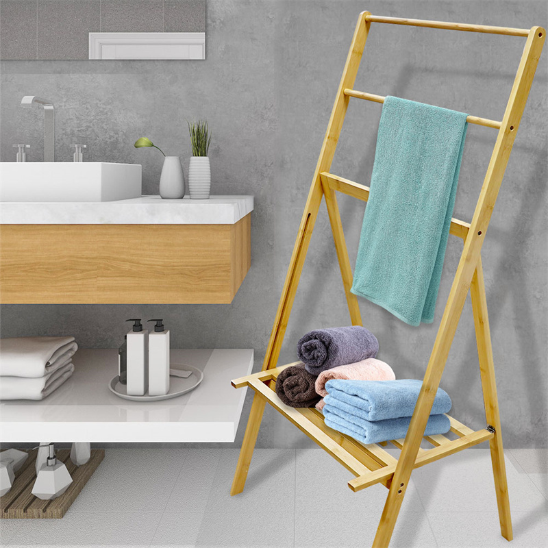 Custom bamboo towel rack free standing