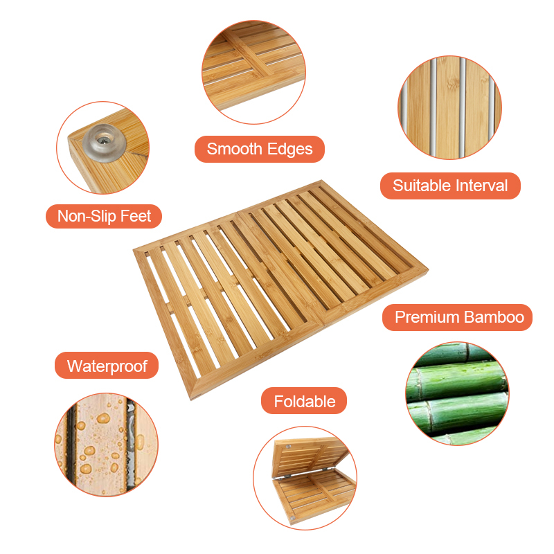Custom bamboo bath mat foldable