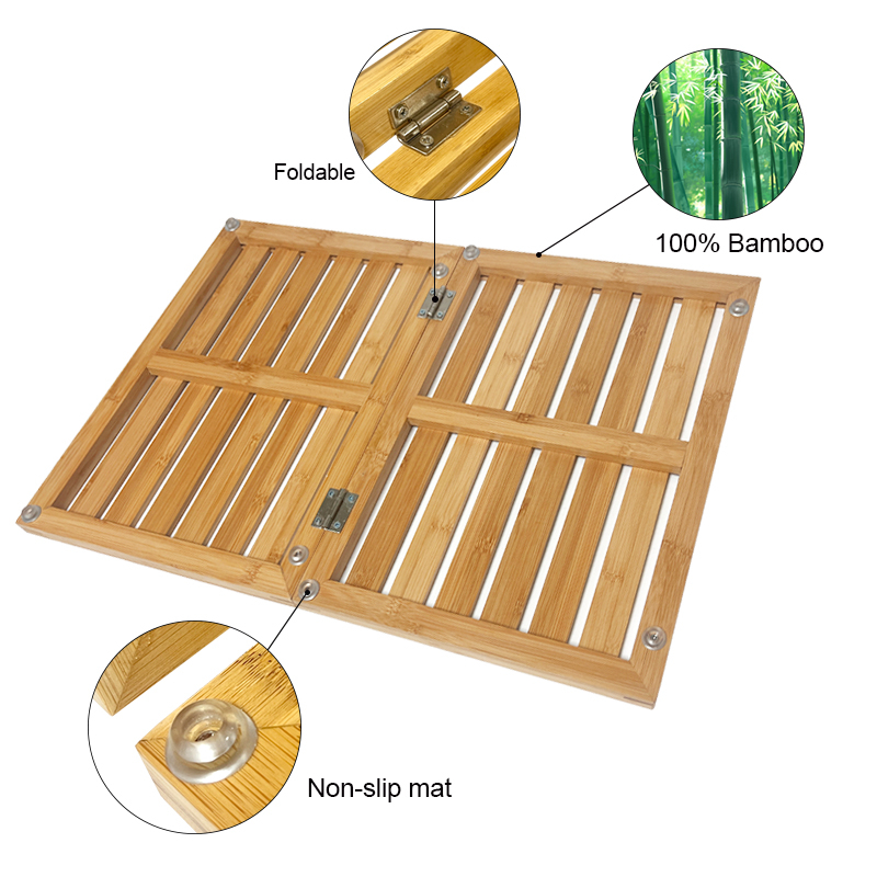 Custom bamboo bath mat foldable