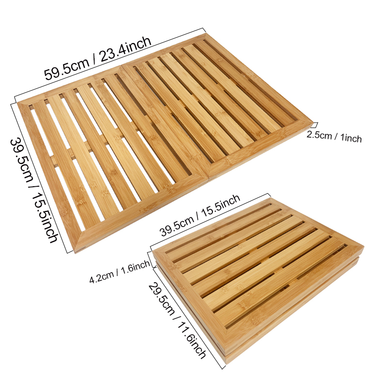 Custom bamboo bath mat foldable