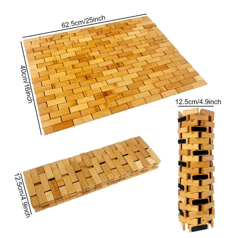 Custom bamboo bath mat roll up