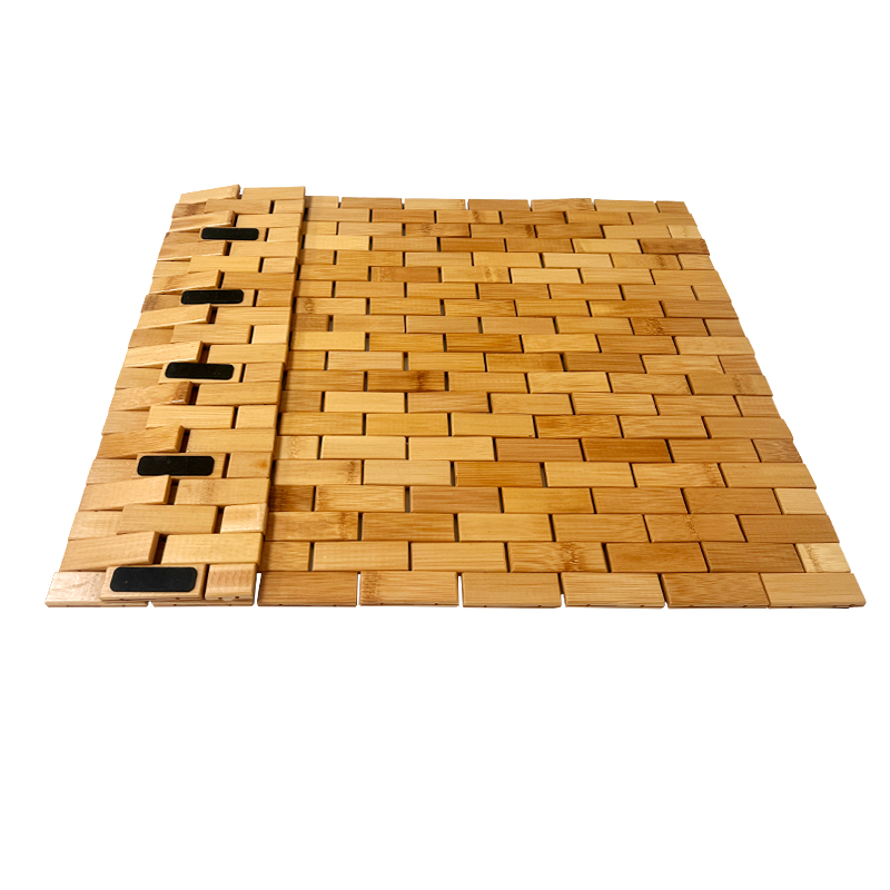 Custom bamboo bath mat roll up