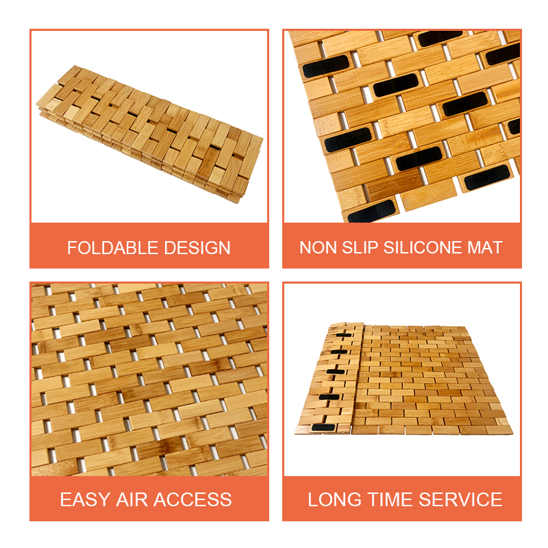 Custom bamboo bath mat roll up