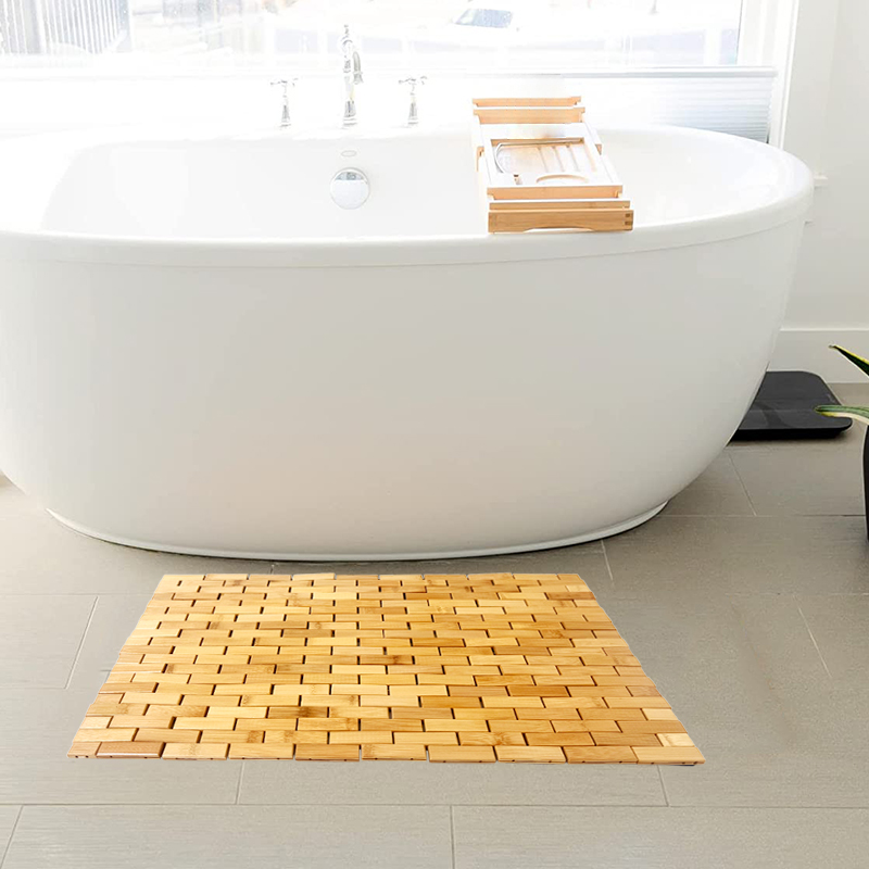 Custom bamboo bath mat roll up