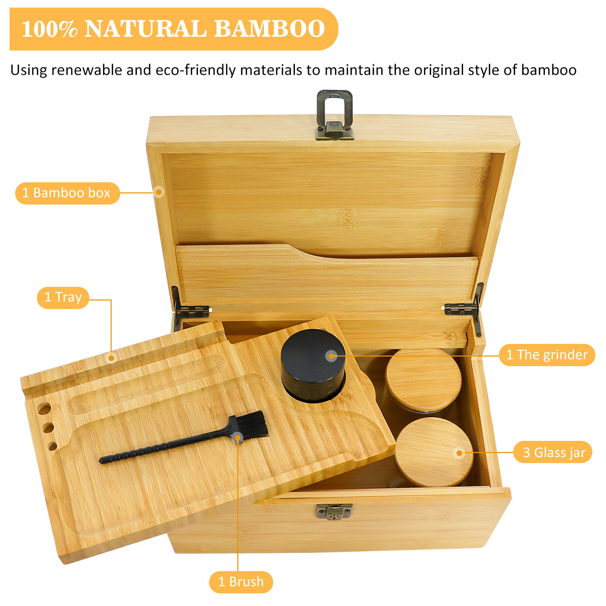 Custom bamboo stash box with lock