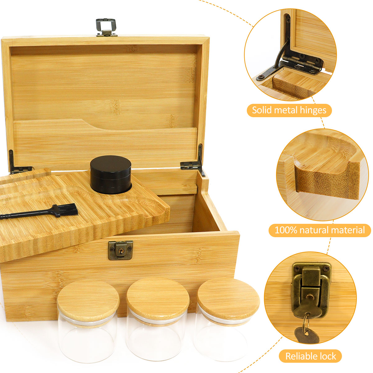 Custom bamboo stash box with lock