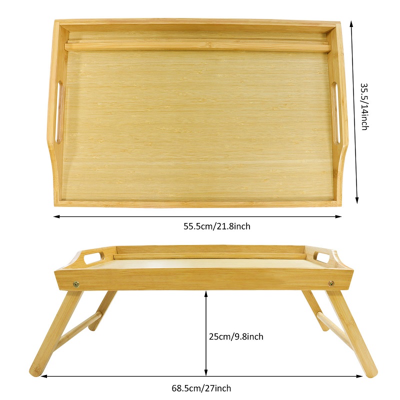 custom rectangular bed serving tray table with legs