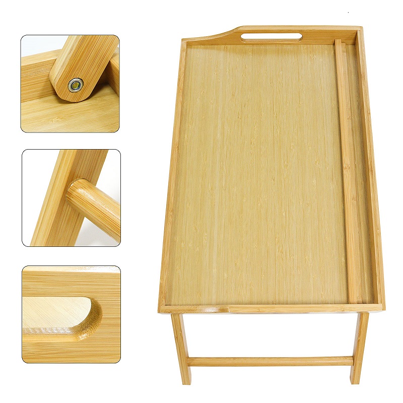 custom rectangular bed serving tray table with legs