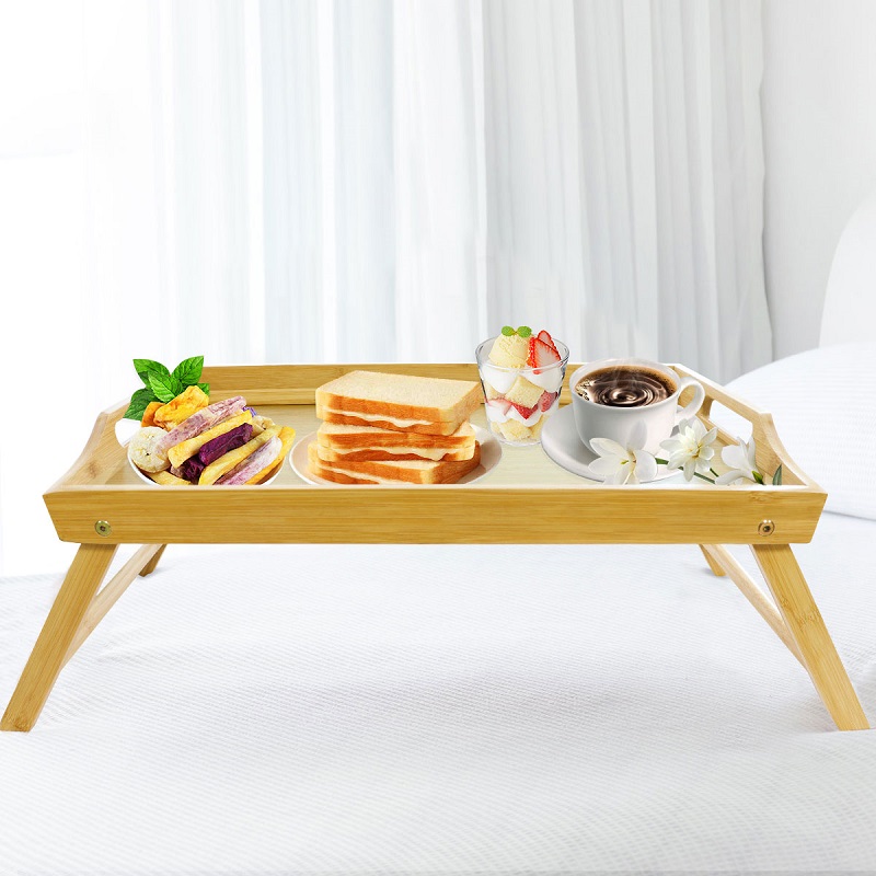 custom rectangular bed serving tray table with legs