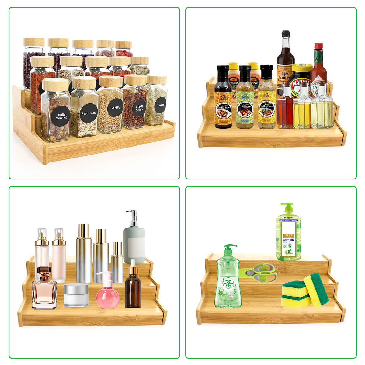 custom 3 tier bamboo spice rack
