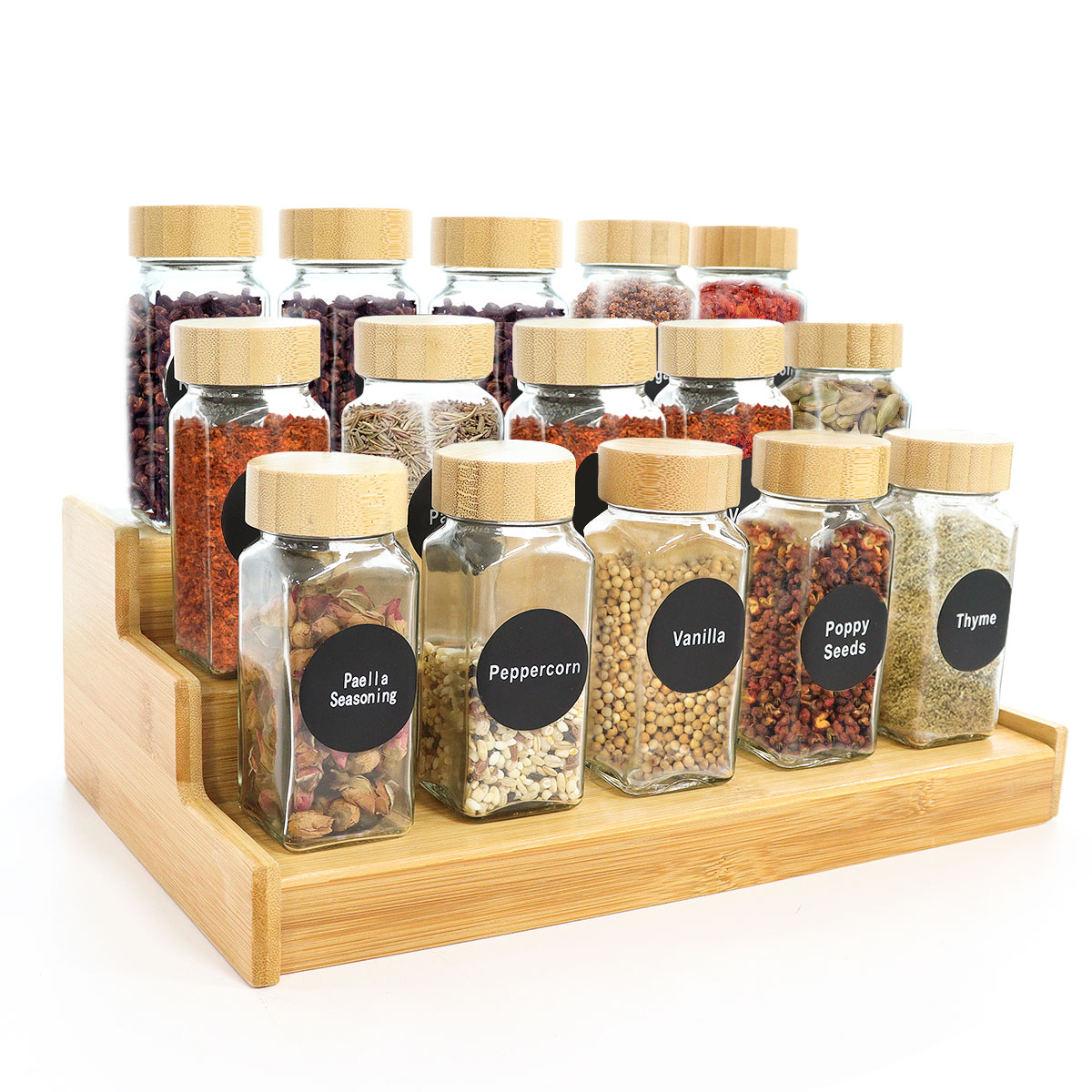 custom 3 tier bamboo spice rack