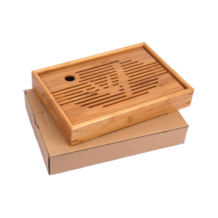 custom bamboo tea tray with drain