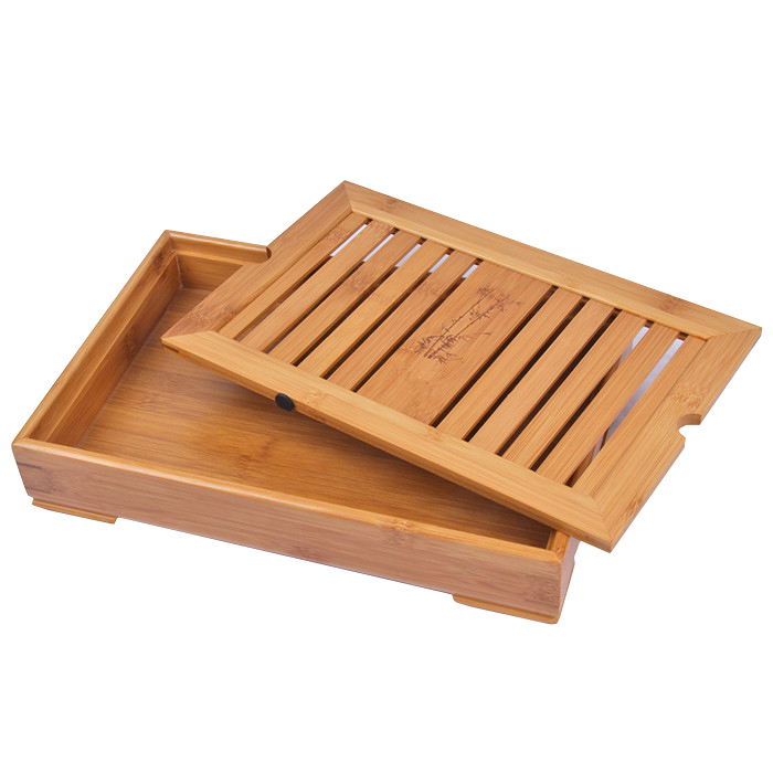 custom bamboo tea tray with drain