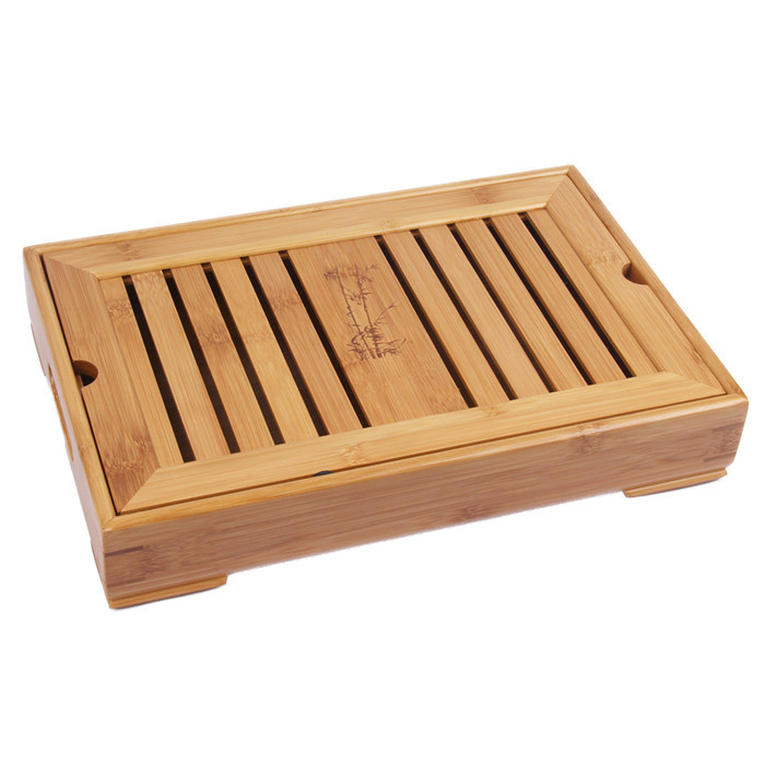 custom bamboo tea tray with drain