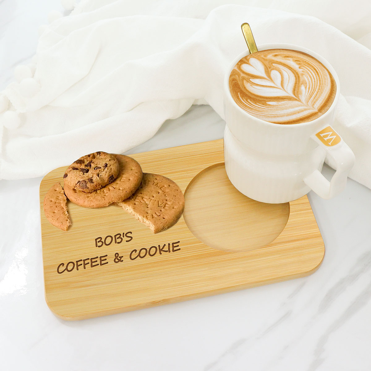 custom bamboo tea and biscuits tray