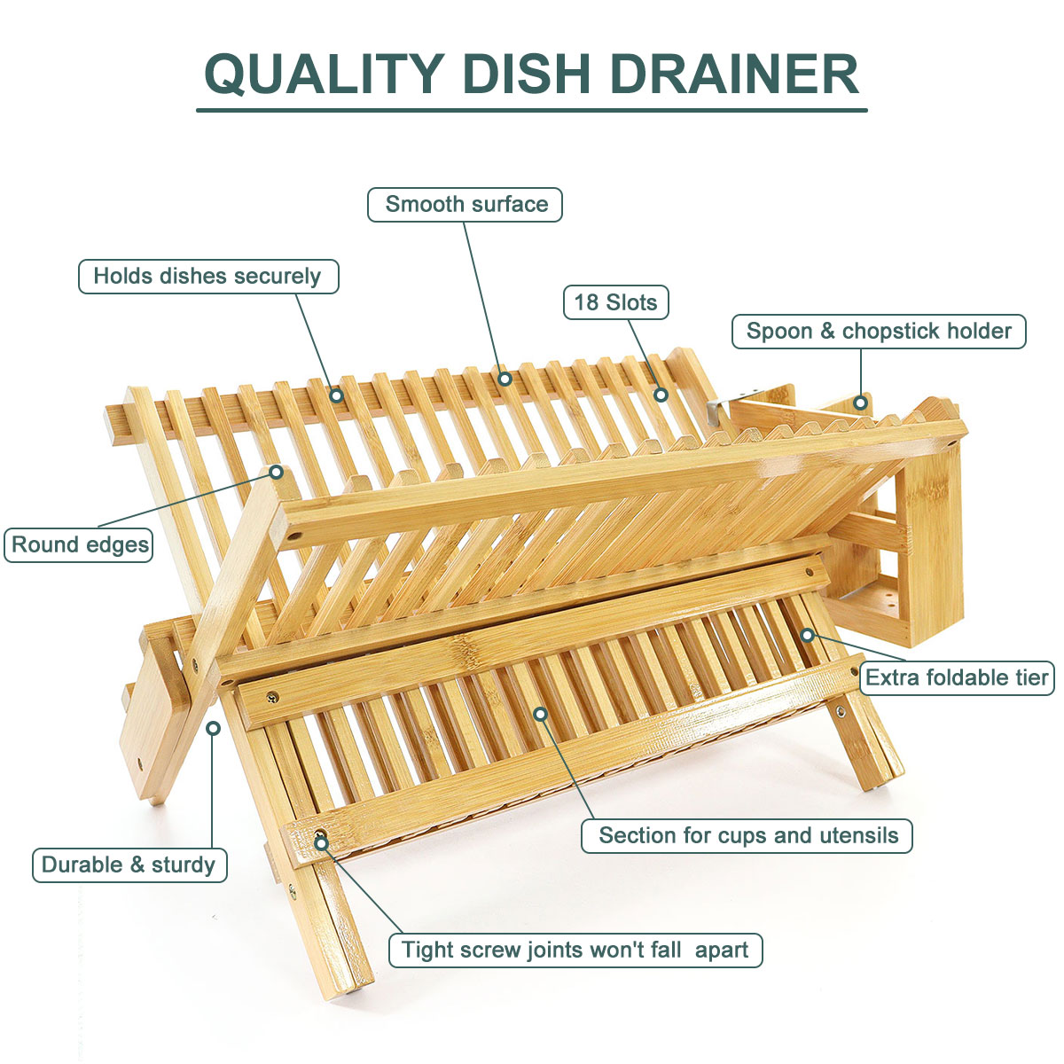 custom bamboo collapsible dish drying rack