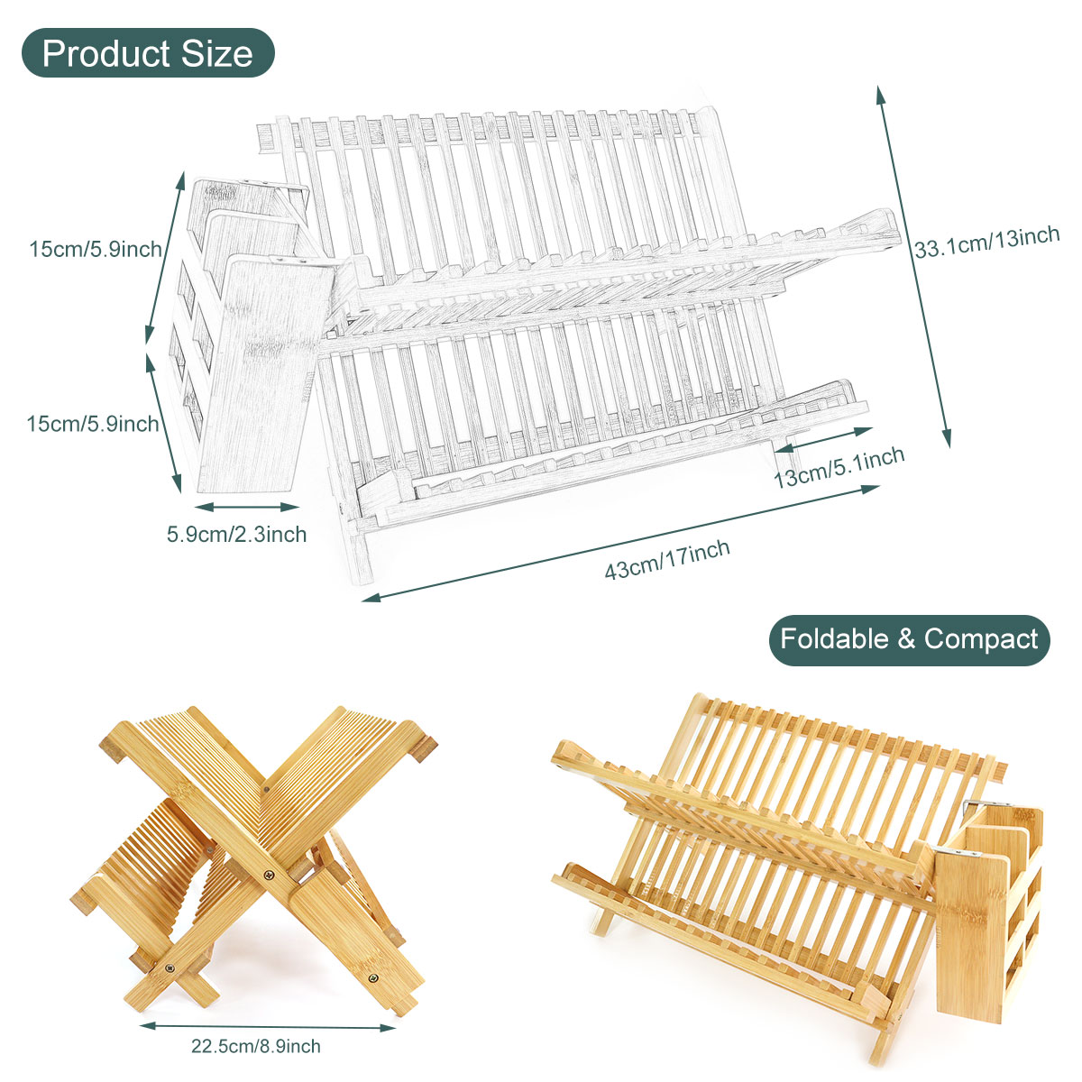 custom bamboo collapsible dish drying rack
